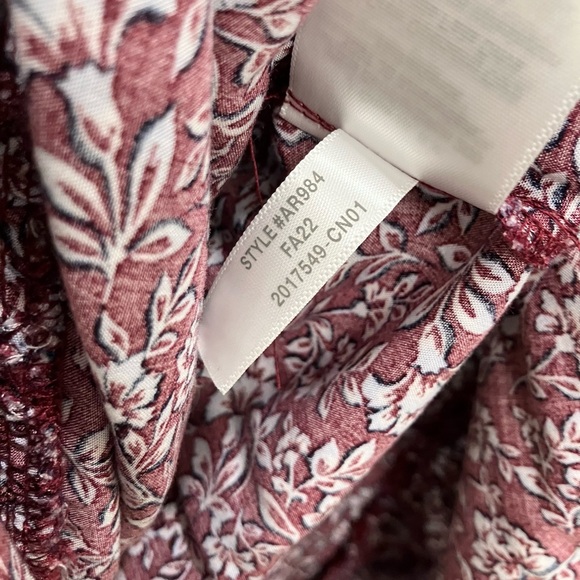 J. Crew Burgundy Floral Tiered Midi Dress Puff Sleeves Pockets Size Small - Picture 11 of 11